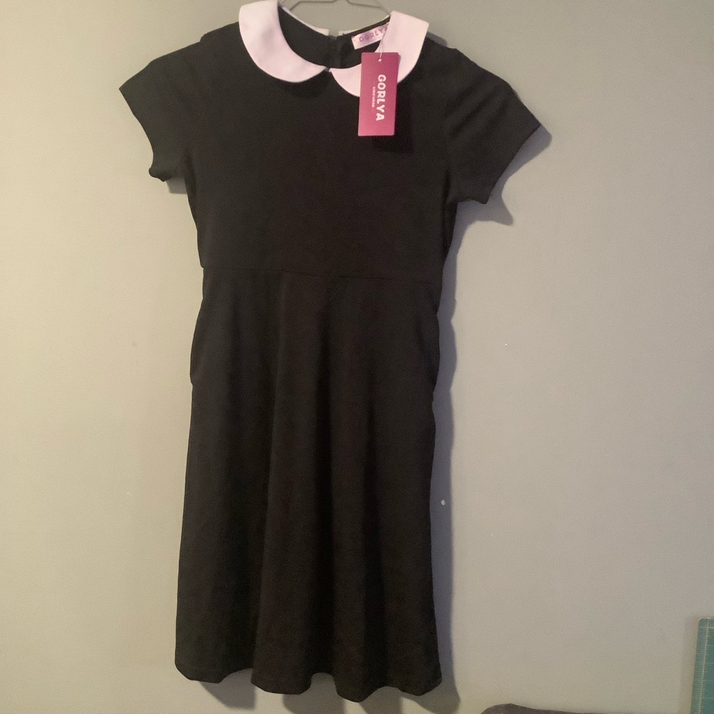 GORLYA a Short Sleeve Peter Pan Collar Fit Vintage Flare Dress Size 11 NWT